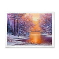 thumbnail image 1 of Designart 'Winter Landscape With Bridge Over The River' Traditional Framed Art Print, 1 of 4