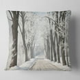 thumbnail image 1 of Designart Winter Lane in Countryside - Forest Throw Pillow - 18x18, 1 of 4