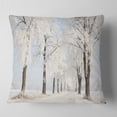 thumbnail image 1 of Designart Winter Lane on Sunny Morning - Forest Throw Pillow - 16x16, 1 of 4