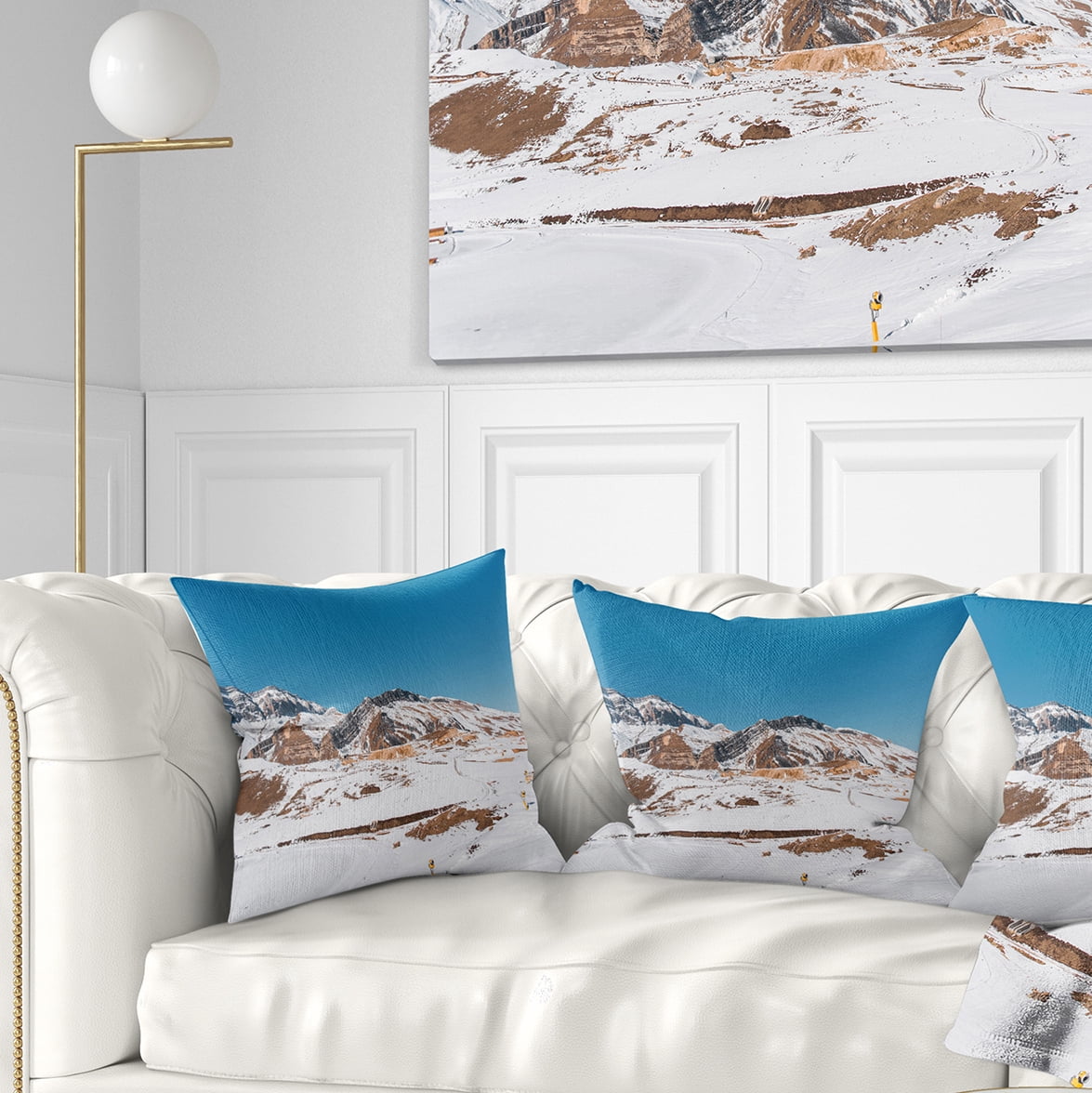 Designart Winter Mountains in Azerbaijan - Landscape Photography Throw Pillow - 18x18