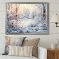 thumbnail image 1 of Designart "Winter River View from Window III" Landscapes Framed Wall Art Decor - Traditional White Winter Landscape Entryway Framed Wall Art, 1 of 6