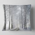 thumbnail image 1 of Designart Winter Rural Road in the Morning - Forest Throw Pillow - 16x16, 1 of 4