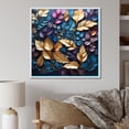 thumbnail image 1 of Designart "Winter'S Charm In Gold And Blue Leaves II" Leaves Floater Framed Wall Art Living Room, 1 of 5