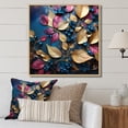 thumbnail image 1 of Designart "Winter'S Charm In Gold And Blue Leaves III" Leaves Floater Framed Canvas Wall Art, 1 of 5