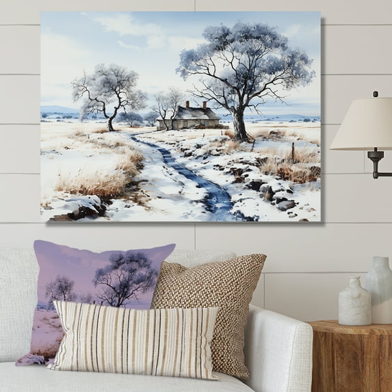 Designart "Winter'S Countryside Path" Road Canvas Prints