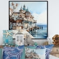 thumbnail image 1 of Designart "Winter'S Enchantment By The Beach House" Coastal Pier Floater Framed Canvas Art Print, 1 of 5