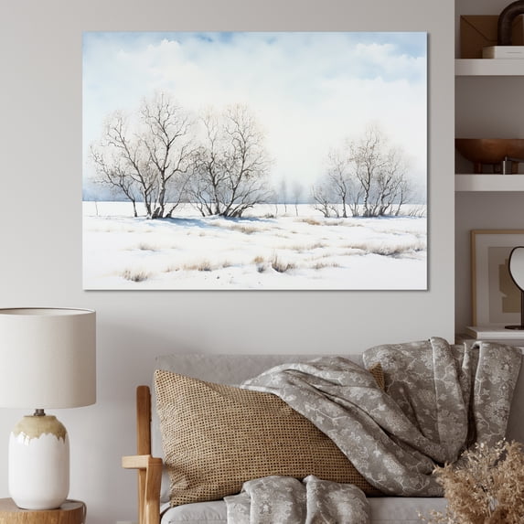 Designart "Winter'S Minimalist Canvas II" Snow Wall Decor