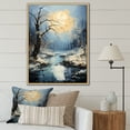 thumbnail image 1 of Designart "Winter'S Moonlit Silhouettes II" Tree Oak Floater Framed Wall Art Prints, 1 of 5