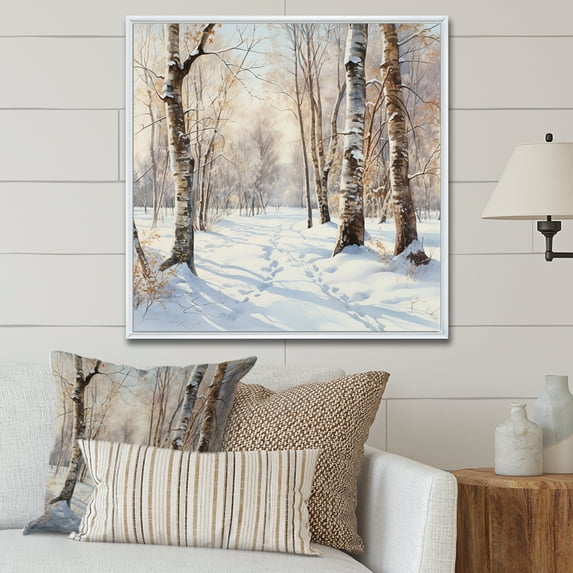 Designart "Winter'S Whispering Trees I" Landscape Trees Floater Framed Canvas Prints