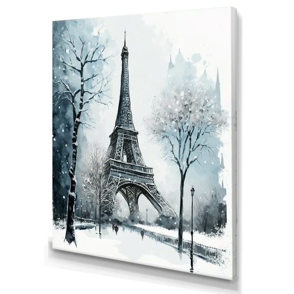 Designart Winter Scenery In The City Canvas Wall Art