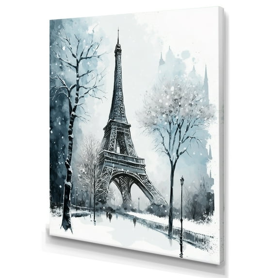 Designart Winter Scenery In The City Canvas Wall Art
