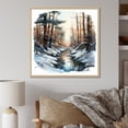 thumbnail image 1 of Designart "Winter Scenery: River In The Forest I" Forest Floater Framed Wall Art Living Room, 1 of 5
