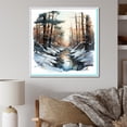 thumbnail image 1 of Designart "Winter Scenery: River In The Forest I" Forest Floater Framed Wall Art Living Room, 1 of 5