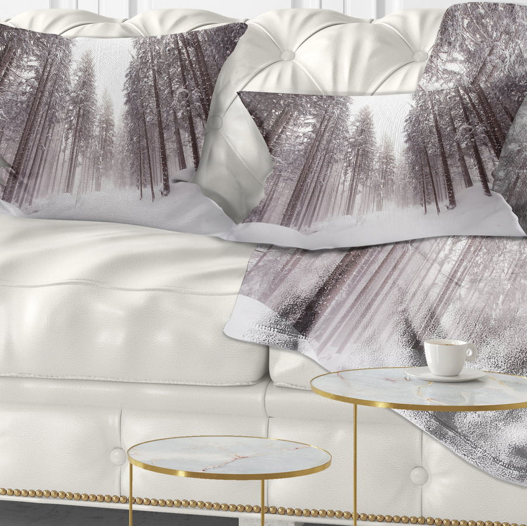 Designart Winter Scenery in Trentino Alto Adige - Forest Throw Pillow - 12x20