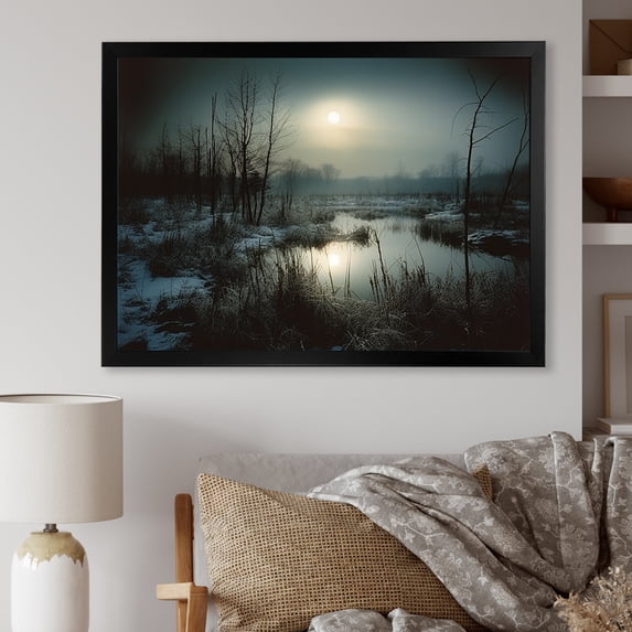 Designart "Winter Tree In Black And White Photography I" Tree Picture Framed Canvas Wall Art