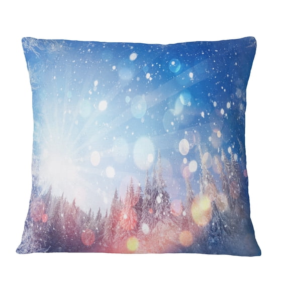 Designart Winter Trees Snowbound - Landscape Printed Throw Pillow - 18x18