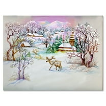 Designart ' Winter VIllage Life Landscape ' Traditional Canvas Wall Art Print