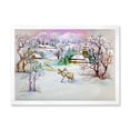 thumbnail image 1 of Designart 'Winter VIllage Life Landscape' Traditional Framed Art Print, 1 of 1
