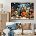 thumbnail image 1 of Designart "Winter Village Splendor Art Deco Painting II" Cityscapes Framed Wall Art - Industrial Colorful City Art Deco Entryway Framed Wall Art, 1 of 6
