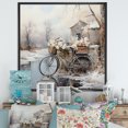 thumbnail image 1 of Designart "Winter Wonderland Bicycle Appeal" Bicycle Floater Framed Wall Decor, 1 of 5