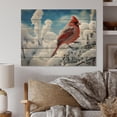 thumbnail image 1 of Designart "Winter Wonderland Cardinal Red Bird in Canada II" Animals Print on Natural Pine Wood, 1 of 5