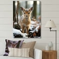 thumbnail image 1 of Designart "Winter Wonderland Cute Deer Portrait" Animals Canvas Wall Art - Traditional Brown Deer Landscape Living Room Canvas Art, 1 of 6