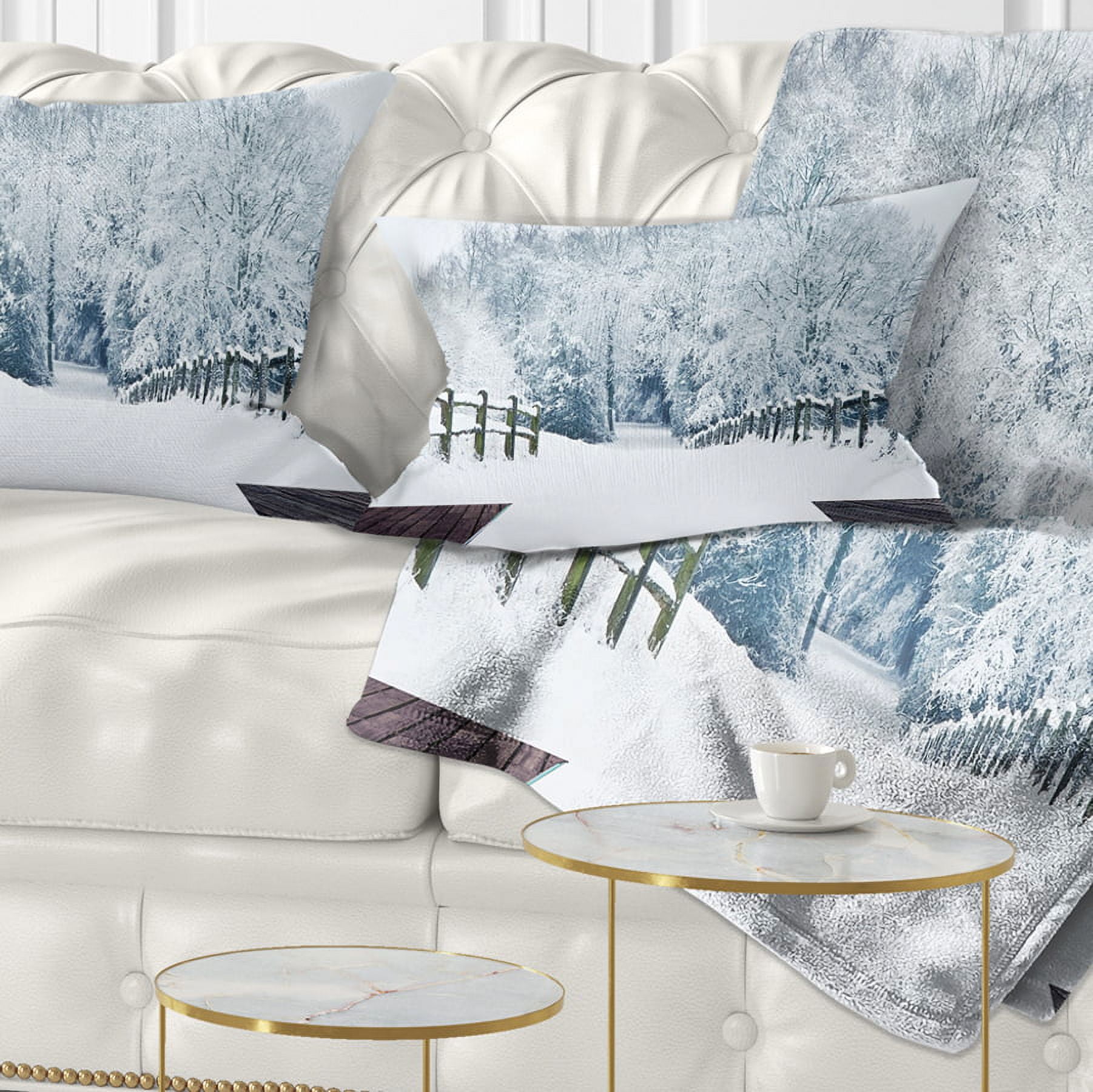 Designart Winter Wonderland - Landscape Printed Throw Pillow - 12x20