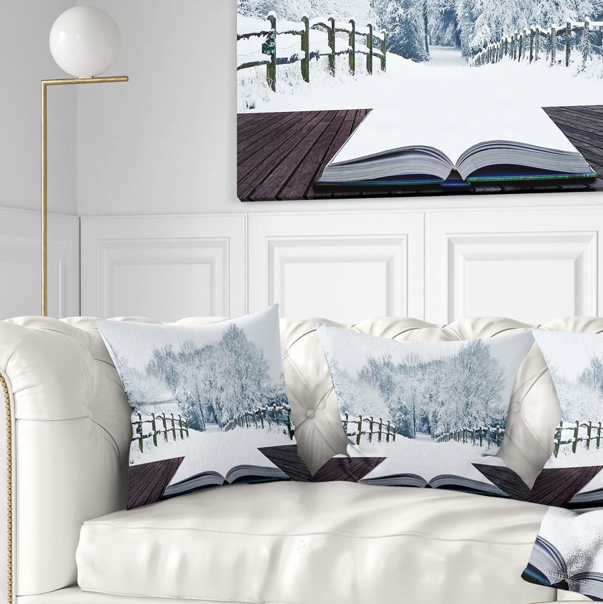 Designart Winter Wonderland - Landscape Printed Throw Pillow - 16x16