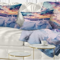 Designart Winter in Carpathian Mountains - Landscape Photography Throw Pillow - 12x20