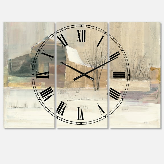 Designart 'Winter on the Farm house' Farmhouse wall clock