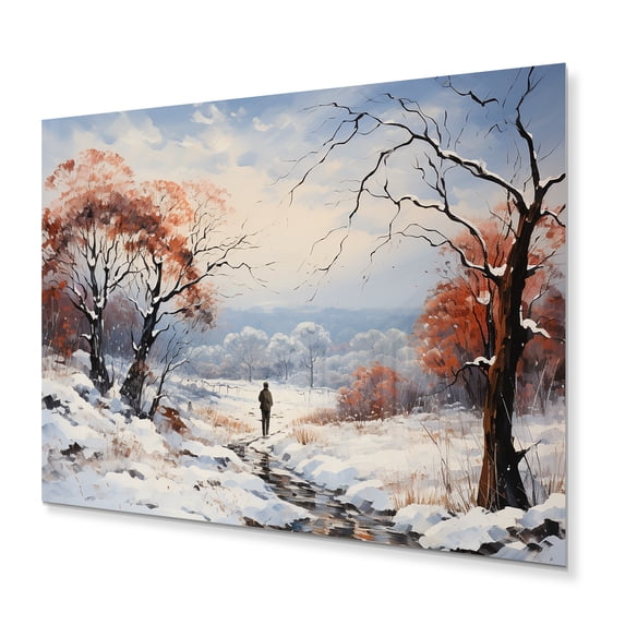 Designart "Winter s Embrace of Solitude" Landscapes Metal Art Print
