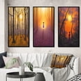 thumbnail image 1 of Designart "Winter's Glow Through Branches" Forest Framed Wall Art Set Of 3 - Yellow Traditional Frame Gallery Wall Set For Home Decor, 1 of 6