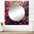 thumbnail image 1 of Designart "Wintery Charm Of Gold And Pink Leaves" Leaves Square Mirror For Wall Decor - Large Gold Square Printed Wall Mirror Art - Square Traditional Mirror - Wall Mounted Square Large Mirror, 1 of 5