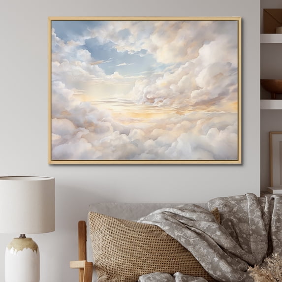 Designart "Wintry Clouds Allure" Clouds Floater Framed Canvas Art Print