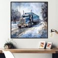 thumbnail image 1 of Designart "Wintry Trailer Truck Allure I" Truck Trailer Floater Framed Wall Art Prints, 1 of 5