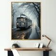 thumbnail image 1 of Designart "Wintry Train Scene" Train Floater Framed Wall Art Living Room, 1 of 5