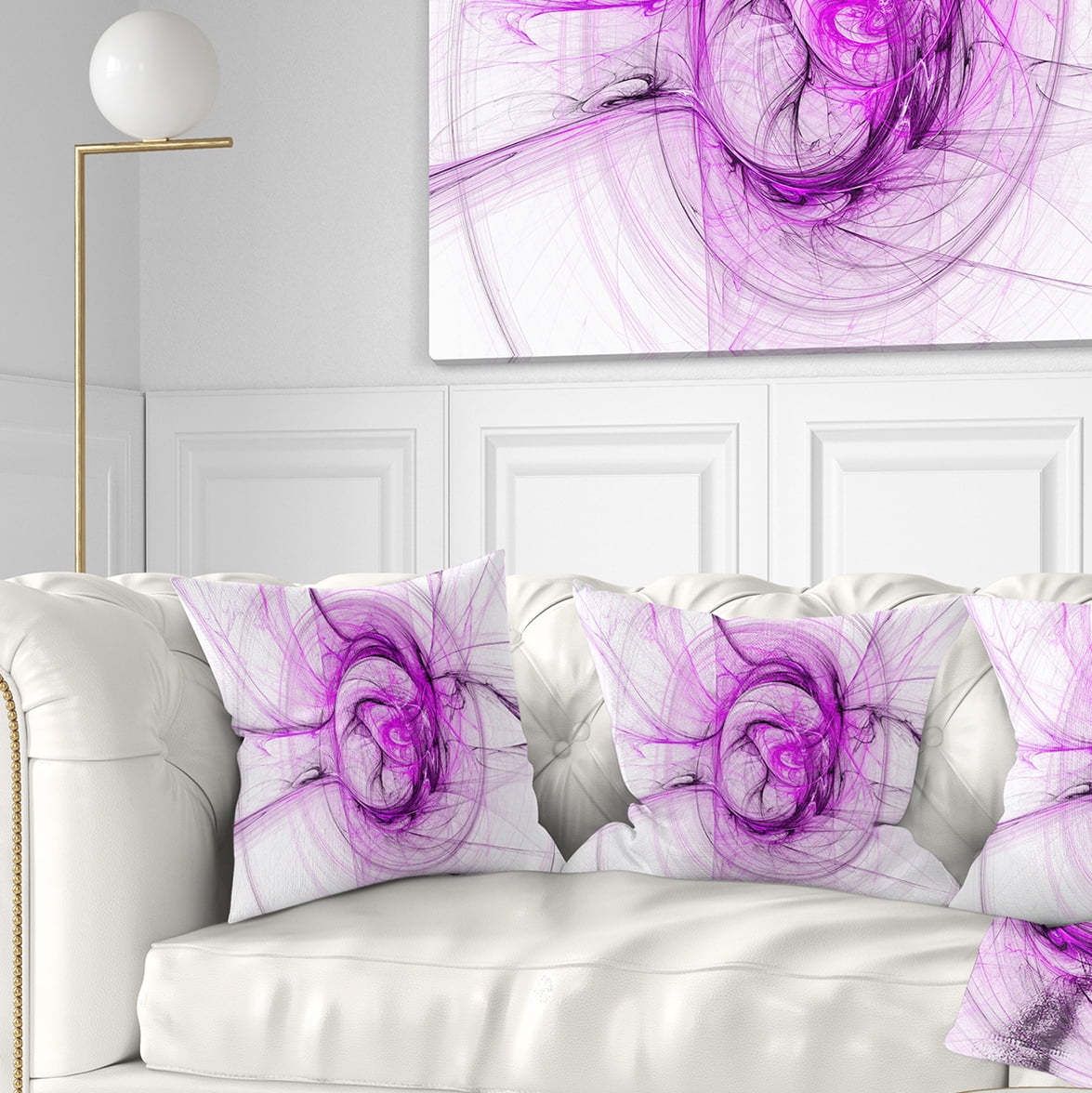 Designart Wisps of Smoke Purple - Abstract Throw Pillow - 18x18