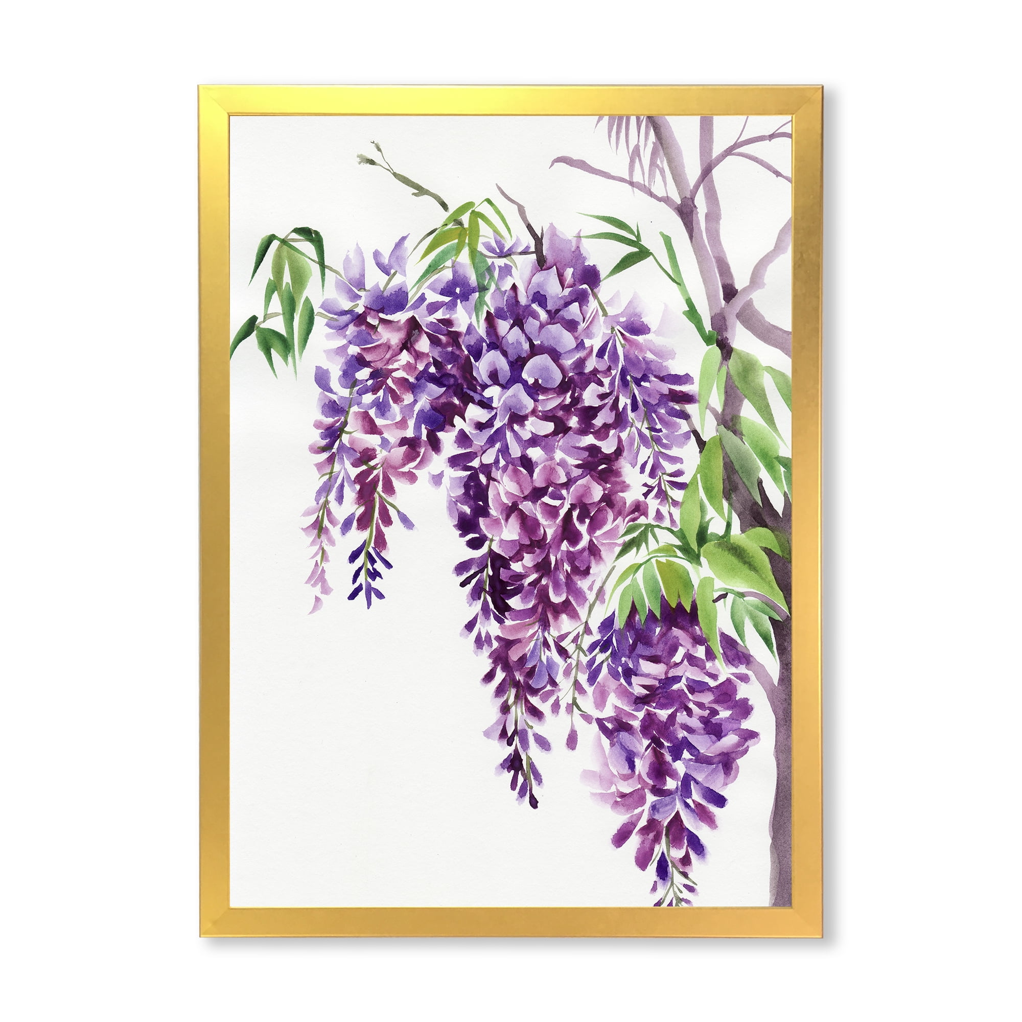 Designart 'Wisteria Purple Branches' Traditional Framed Art Print