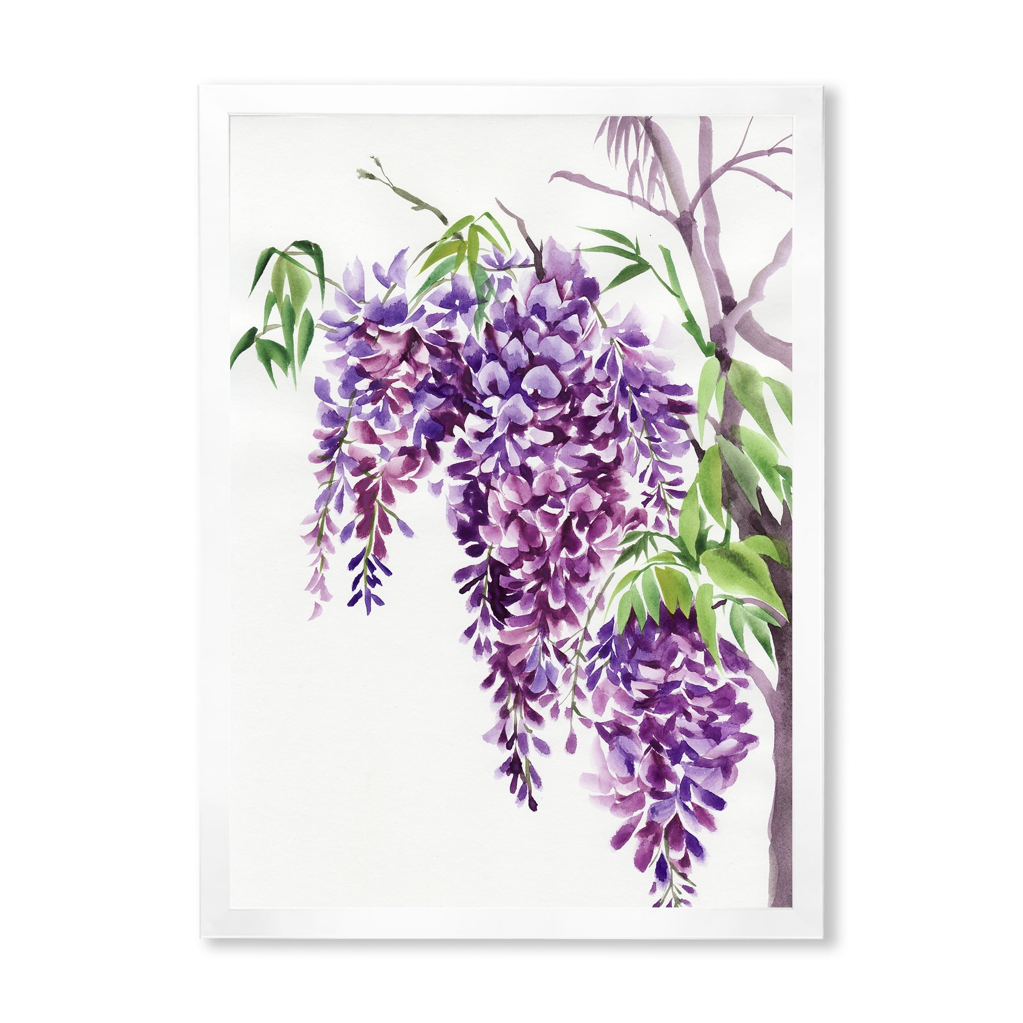 Designart 'Wisteria Purple Branches' Traditional Framed Art Print