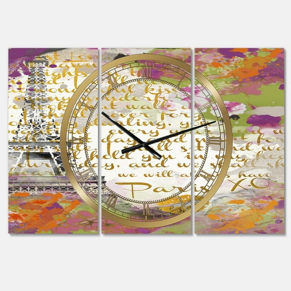Designart 'With Love From Paris 1' Large Traditional Wall Clock