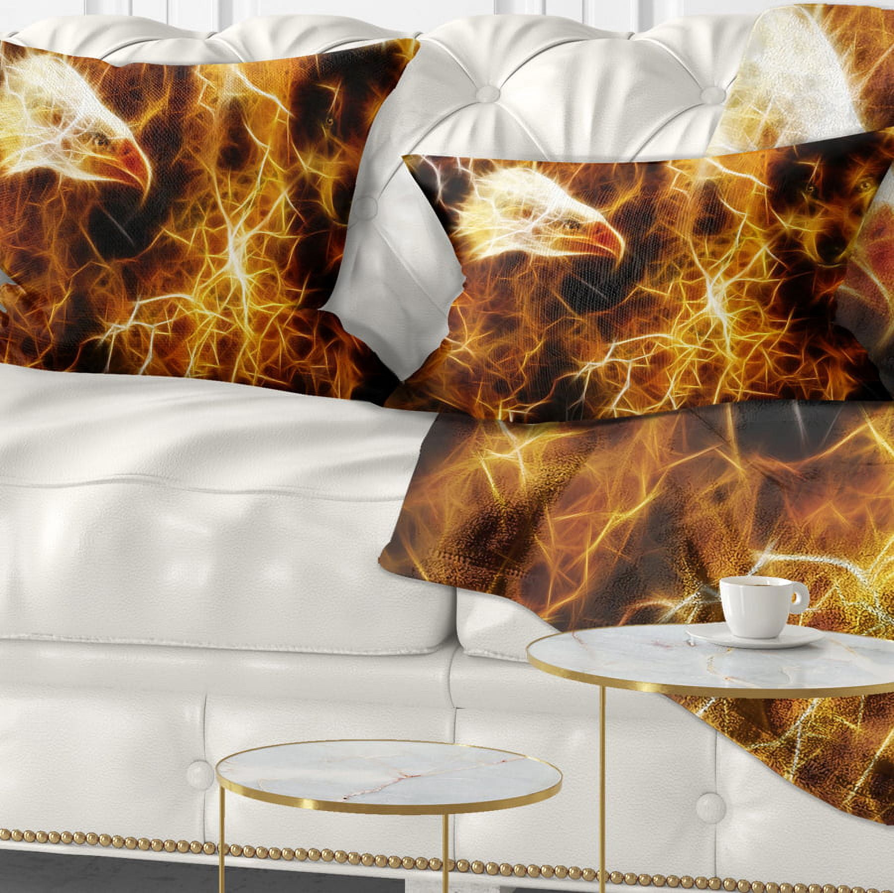 Designart Wolf and Eagle Collage - Abstract Throw Pillow - 12x20