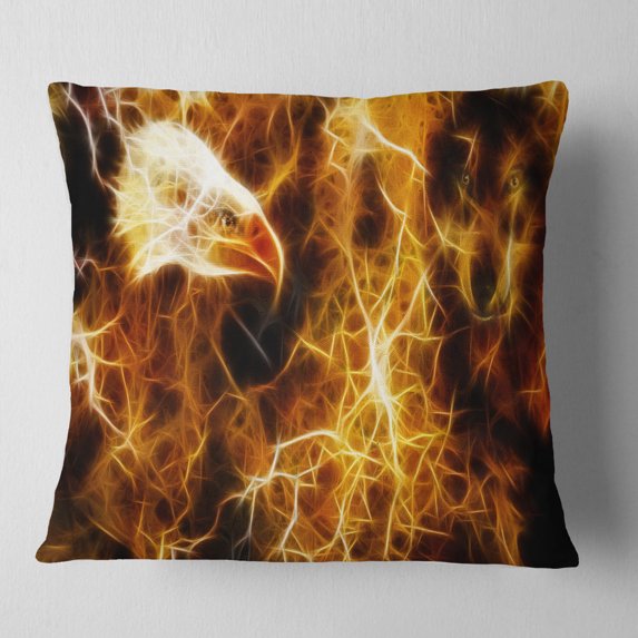 Designart Wolf and Eagle Collage - Abstract Throw Pillow - 16x16