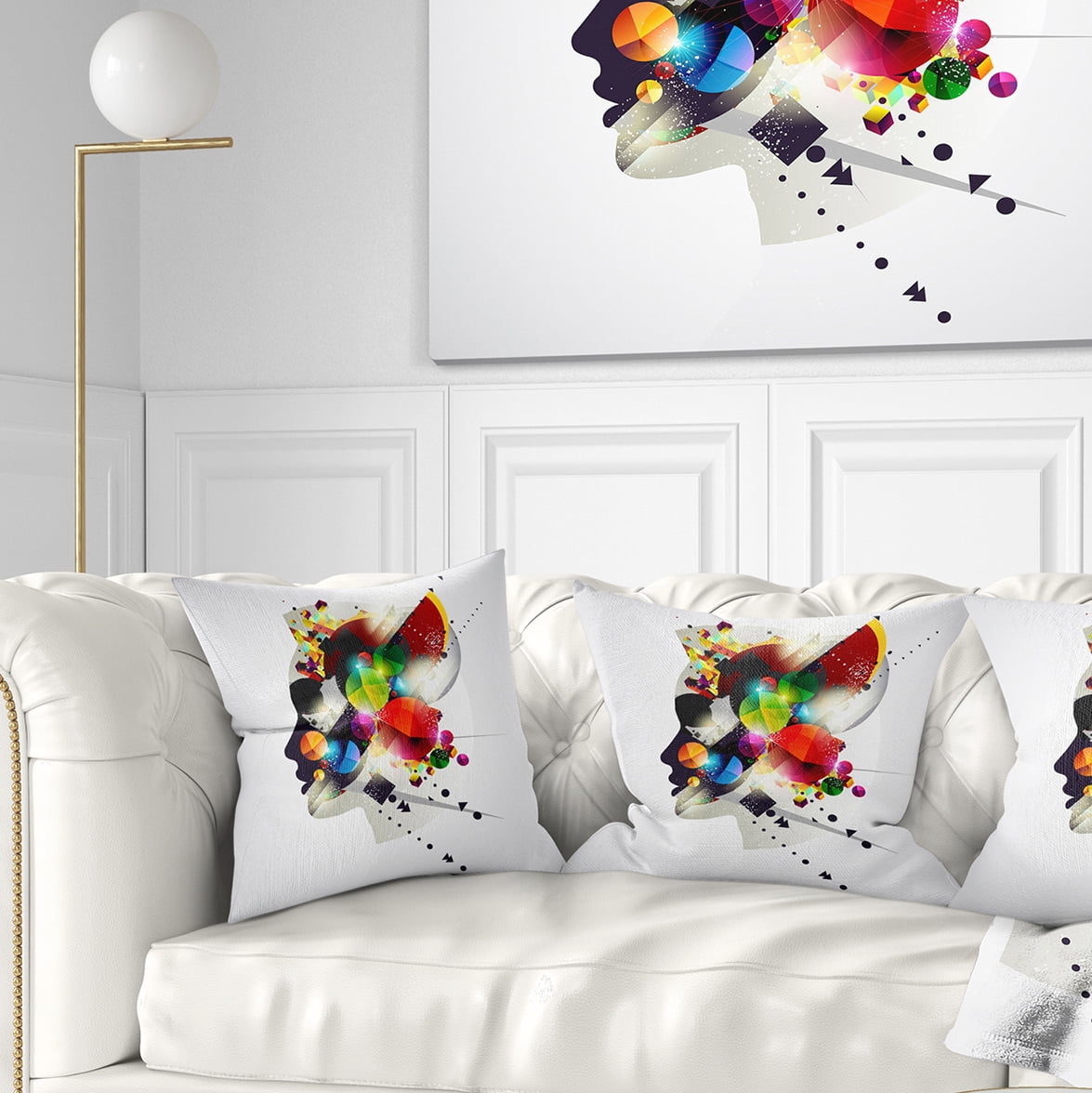 Designart Woman Abstract Profile - Abstract Throw Pillow - 18x18