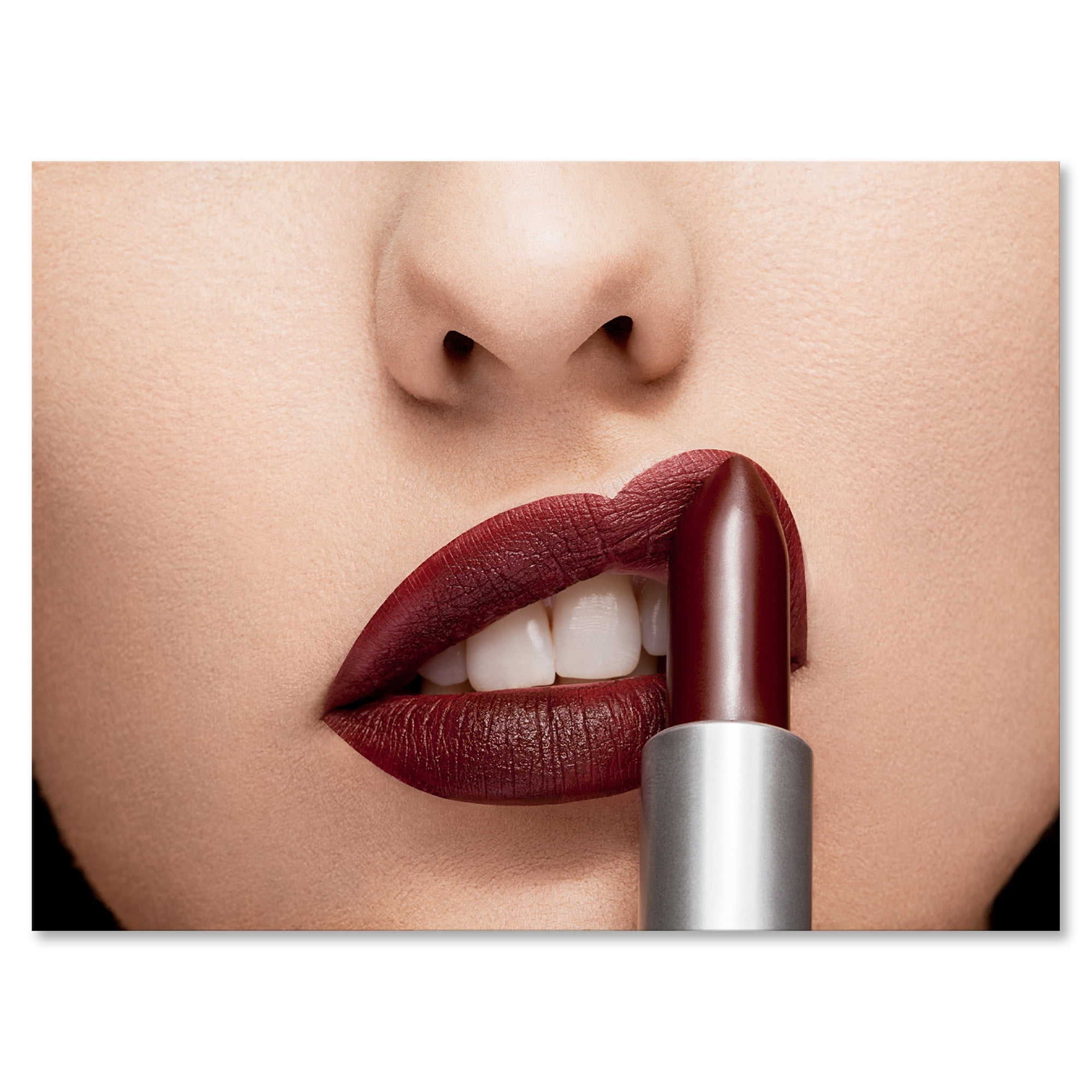 Designart ' Woman Applying Red Lipstick On Lips II ' Modern Canvas Wall Art Print