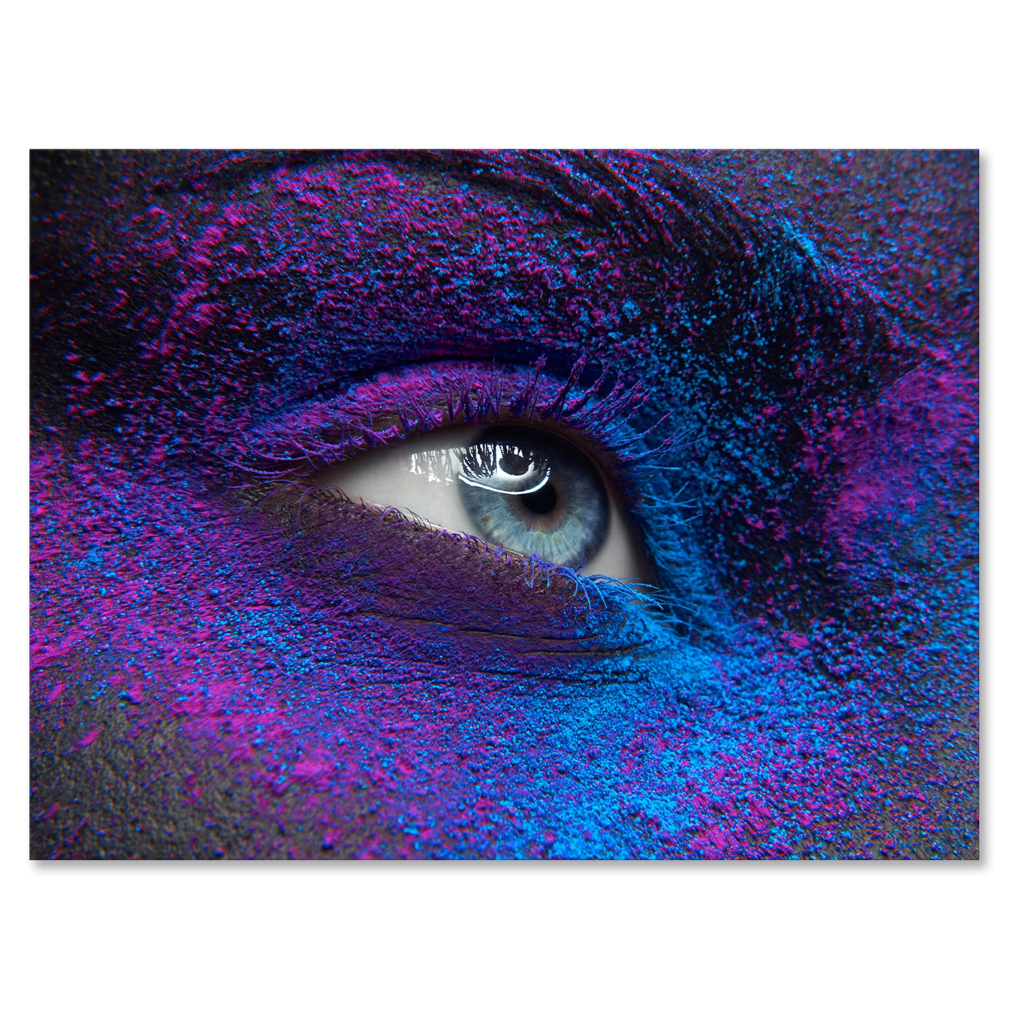 Designart ' Woman Eye With Dry Paint Dust Pigment On Face ' Modern Canvas Wall Art Print