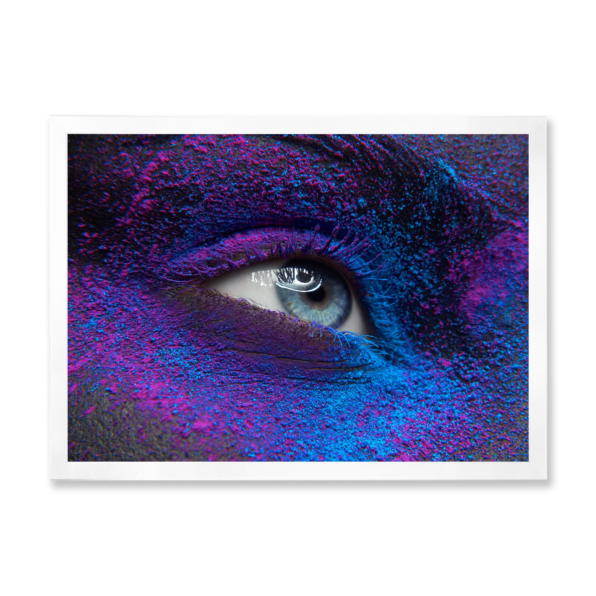Designart 'Woman Eye With Dry Paint Dust Pigment On Face' Modern Framed Art Print
