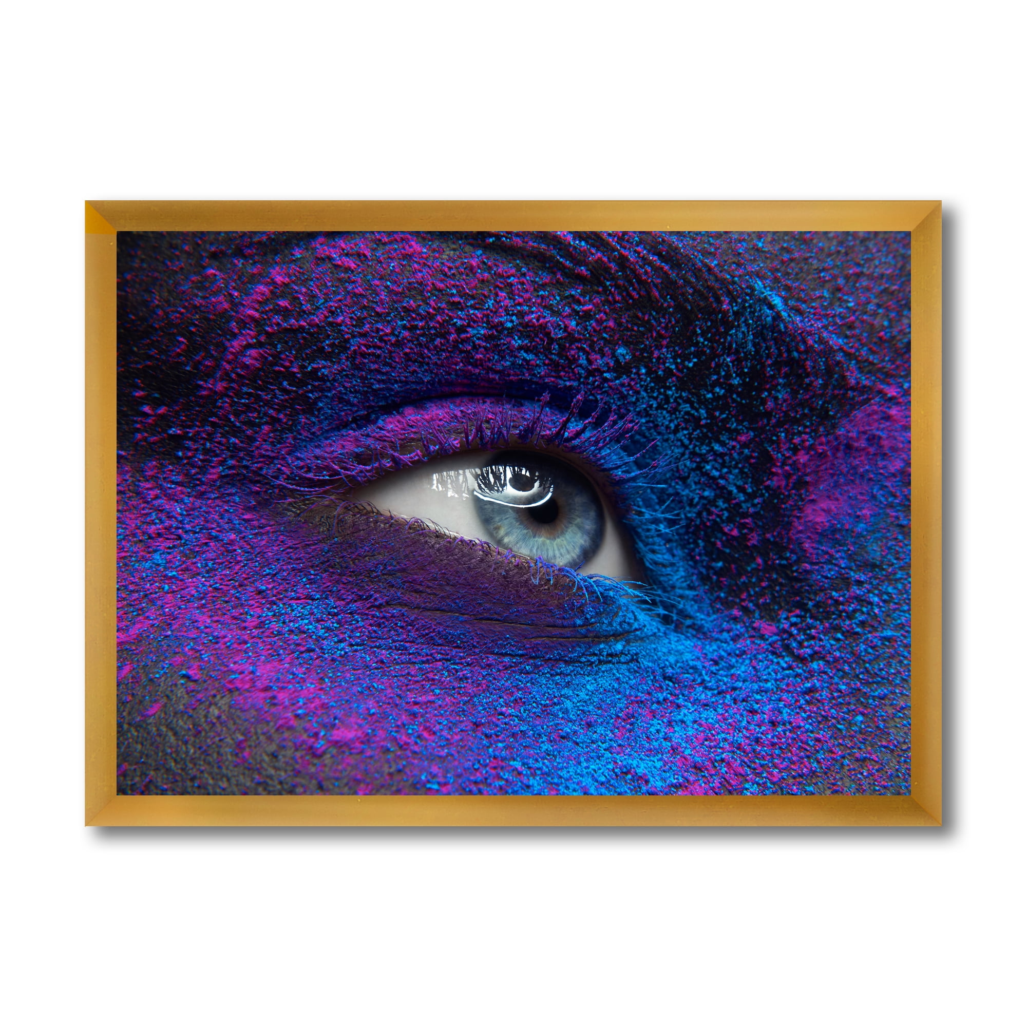 Designart 'Woman Eye With Dry Paint Dust Pigment On Face' Modern Framed Art Print