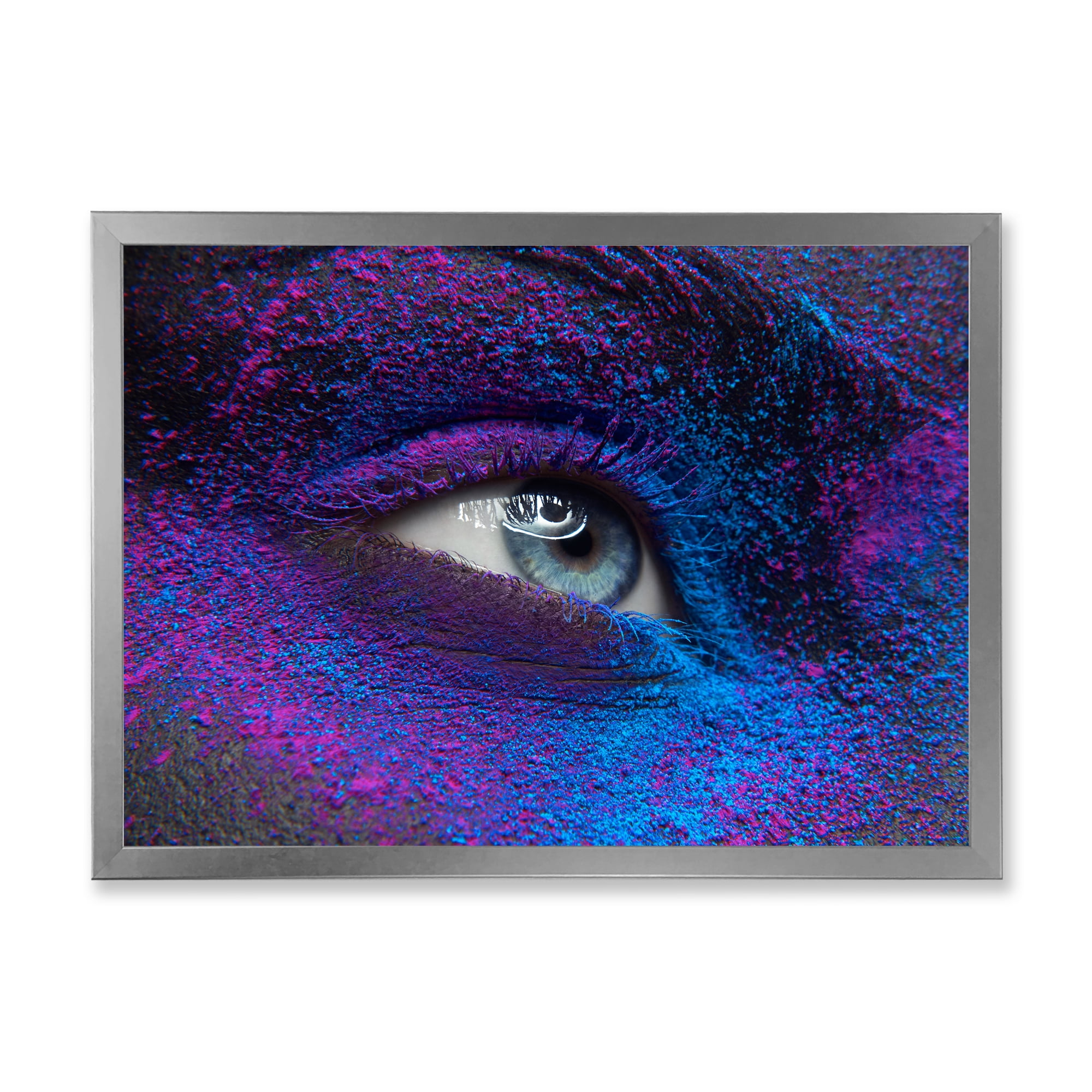 Designart 'Woman Eye With Dry Paint Dust Pigment On Face' Modern Framed Art Print