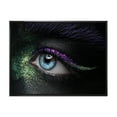 thumbnail image 1 of Designart 'Woman Eyes With Green & Purple Pigment & Sparkles' Modern Framed Canvas Wall Art Print, 1 of 5