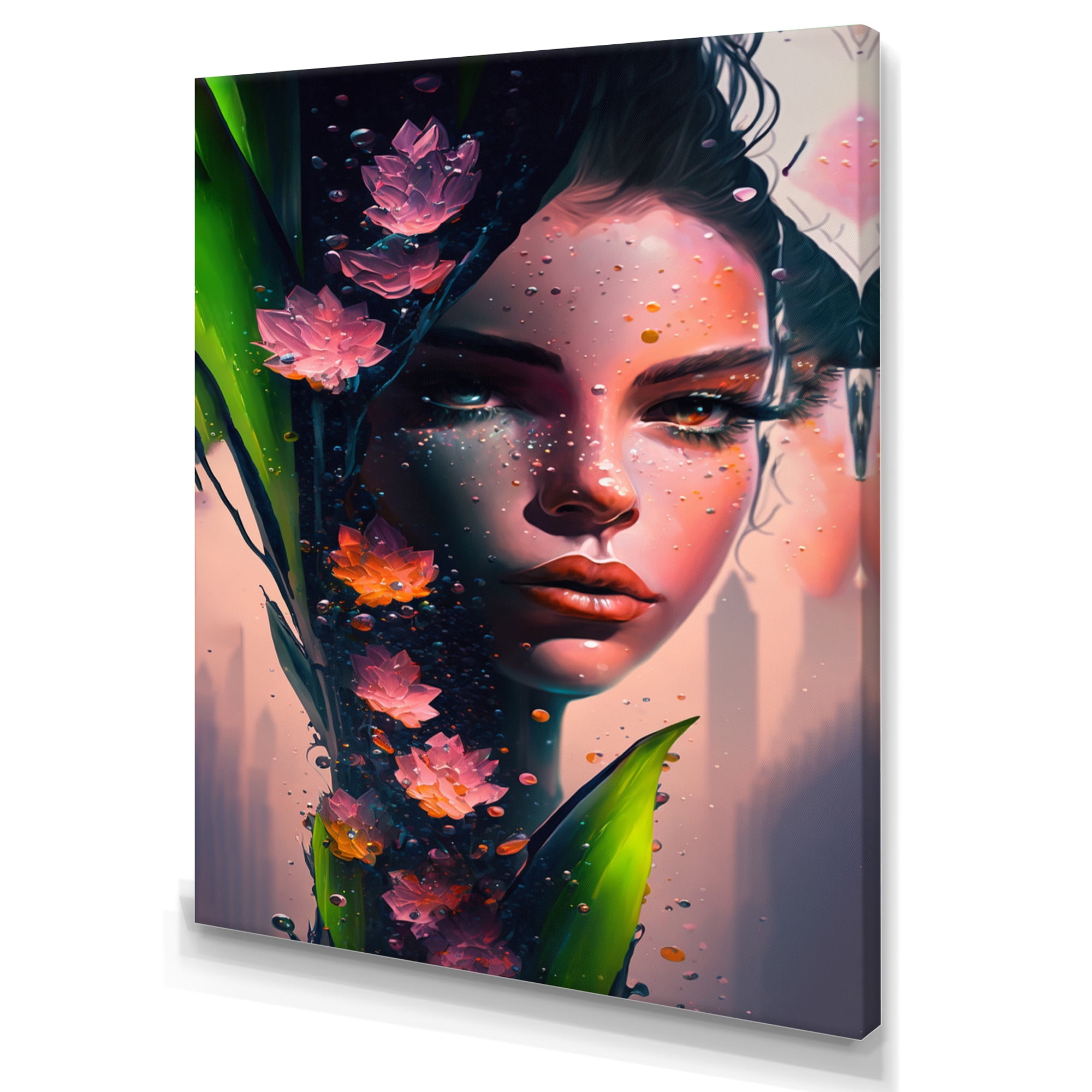 Designart Woman Face With Flowers In Hair I Canvas Wall Art